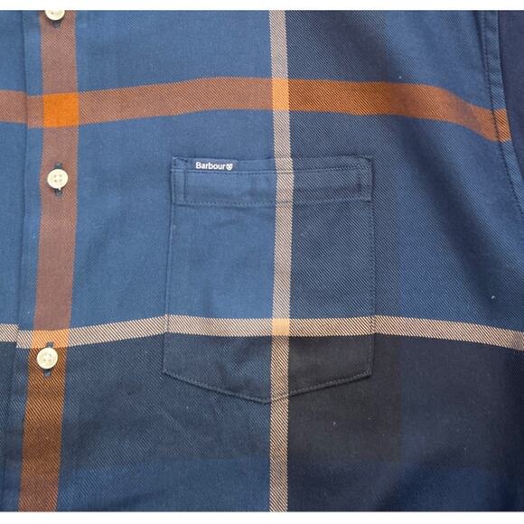 Barbour Dunoon Shirt Mens XL Blue Tartan Plaid Tailored Fit Button Down Cotton - Picture 9 of 10